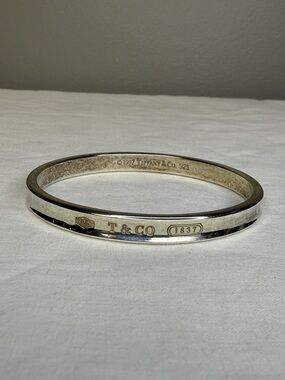 Tiffany & Co 1837 Narrow Bangle Bracelet Sterling Silver 925